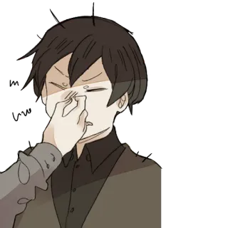😟 Anime, Kartun, Gestur, Kesal, Cubitan hidung, Frustrasi whatsapp sticker