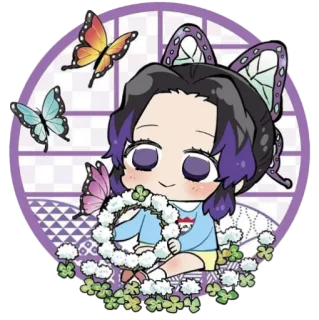 🧚‍♀ Shinobu Kocho Demon Slayer Shinobu Kocho, Demon Slayer, anime, butterfly, cute, chibi telegram sticker