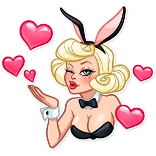 😘 зайчик, сексуальный, Playboy, милый, сердечки, блондинка telegram sticker