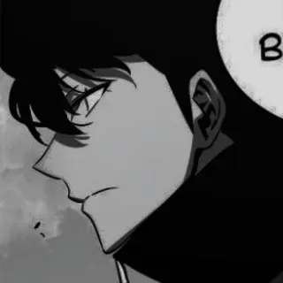 ⚓️ B man, anime, monochrome, portrait, serious, character telegram sticker