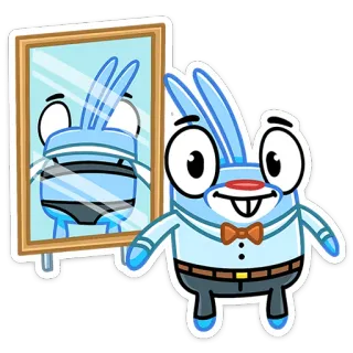 ☺️ cartoon, konijn, spiegel, reflectie, personage telegram sticker