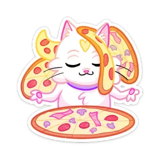 🍕 gatto, pizza, cibo, adesivo, carino, divertente, kawaii telegram sticker