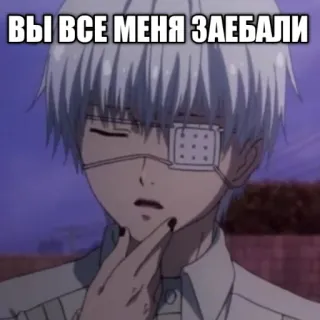 ☺️ ВЫ ВСЕ МЕНЯ ЗАЕБАЛИ Аниме, Текст, Русский telegram sticker