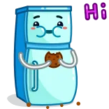 👋 Hi koelkast, koekje, cartoon, schattig, eten telegram sticker