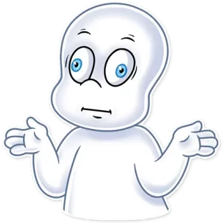 🤷‍♂ Casper fantasma, desenho animado, amigável, personagem, Casper, pergunta, incerto telegram sticker
