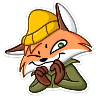 😈 rubah, binatang, kartun, topi, musim dingin, imut, ramah whatsapp sticker