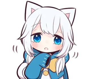 🤔 Anime, Kawaii, Fofo, Chibi, Orelhas de gato, Adesivo, Mangá, Ilustração telegram sticker