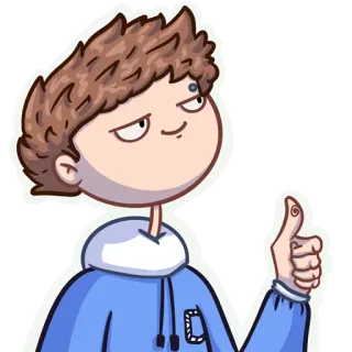 👍 Kartun, Karakter, Jempol ke atas, Orang, Anak laki-laki, Positif whatsapp sticker