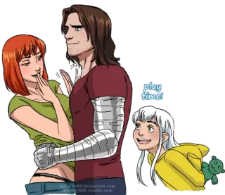 😍 play time! cartoon, anime, female, male, couple, love telegram sticker