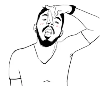 😛 man, nose, finger, face, illustration, cartoon telegram sticker