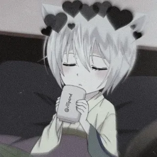 🎟 @vilipend Anime, Schattig, Hart, Drankje, Kattenoren, Kawaii telegram sticker