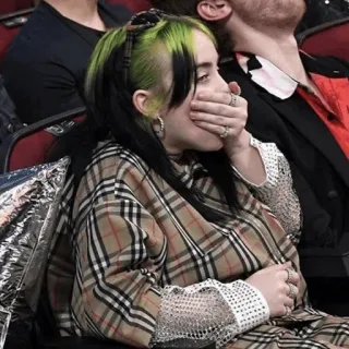 🕸 Billie Eilish 歌手, 有名人, 女性, ファッション, 緑髪 telegram sticker