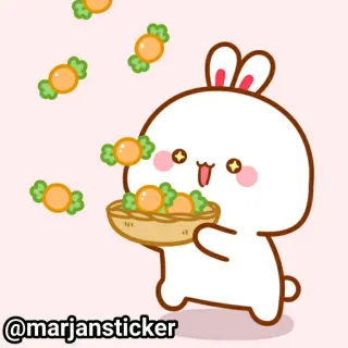 ❤️ @marjansticker кролик, зайчик, милый, каваий, мультфильм, конфеты telegram sticker