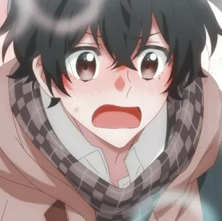 🦍 anime, boy, cute, scarf, expression, shocked telegram sticker