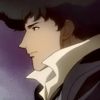 🚀 Spike Spiegel Cowboy Bebop 애니메이션, 카우보이 비밥, 스파이크 스피겔, 스페이스 웨스턴, 캐릭터, 레트로 애니 whatsapp sticker