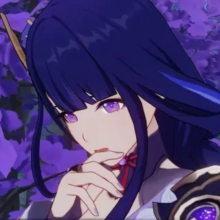 🤔 Raiden Shogun Genshin Impact Anime, Video game, Ungu, Wanita, Raiden Shogun, Genshin Impact, Karakter telegram sticker