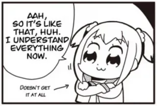 🤔 AAH, SO IT'S LIKE THAT, HUH. I UNDERSTAND EVERYTHING NOW. DOESN'T GET IT AT ALL anime, manga, understanding, cartoon, meme telegram sticker