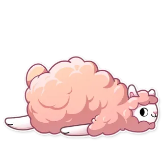 👻 Alpaka, Lama, niedlich, Tier, Cartoon, rosa, flauschig whatsapp sticker
