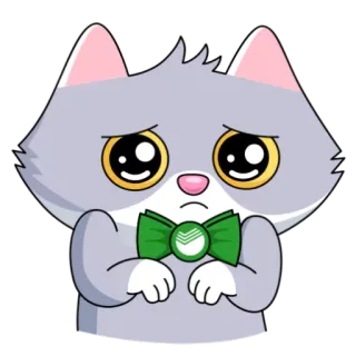 🙄 кот, котёнок, грустный, милый, животное, бабочка, зеленый telegram sticker