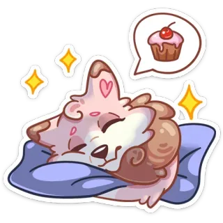 🍰 perro, dormir, cupcake, sueño, animal, lindo, dibujo animado telegram sticker