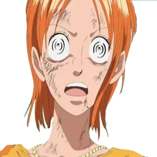 😳 Nami One Piece anime, One Piece, Nami, terkejut, takut, kartun whatsapp sticker