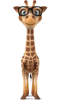 🤓 giraffe, tier, cartoon, brille, lustig telegram sticker