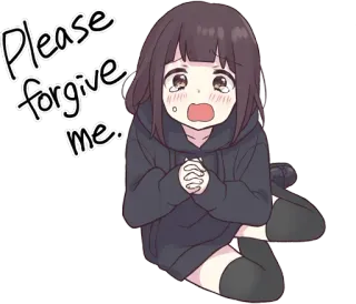 📽 Please forgive me. xin lỗi, buồn, khóc, tha thứ, van xin, cô gái anime telegram sticker