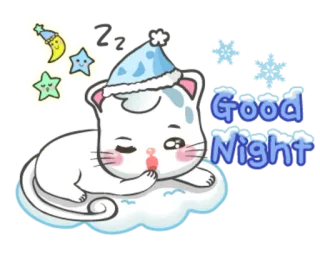 😴 Good Night good night, cat, sleeping, stars, moon telegram sticker