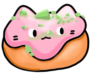 ❤️ bánh donut, mèo, ngọt, món tráng miệng, kawaii, dễ thương telegram sticker