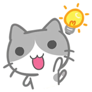 😃 猫, 電球, アイデア, 可愛い, 漫画, ステッカー telegram sticker