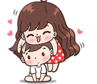💑 Dibujos animados, Amor, Abrazo, Pareja, Lindo telegram sticker