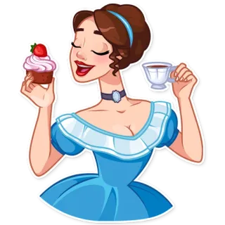 ☕ femme, cupcake, thé, robe, dessin animé, nourriture, dessert telegram sticker