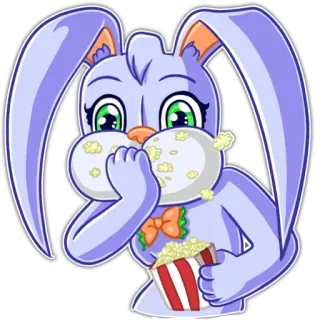 🍿 кролик, попкорн, ест, милый, мультик telegram sticker