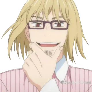 😃 Anime, Suy nghĩ, Người, Kính, Tóc vàng telegram sticker