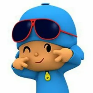 ✌️ Pocoyo dibujos animados, niño, tele, gafas de sol, guiño whatsapp sticker