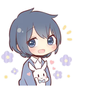 😳 애니메이션, 카와이, 귀여운, 치비, 토끼, 꽃, 만화 telegram sticker