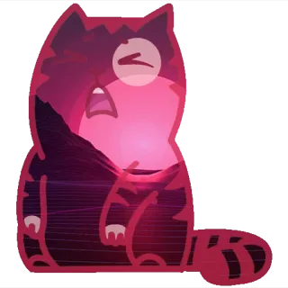 😩 gatto, animale, tramonto, silhouette, cartone animato, rosa, rosso telegram sticker