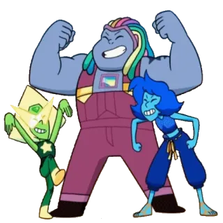 💪 steven universe, fusion, lapis lazuli, peridot, kartun whatsapp sticker