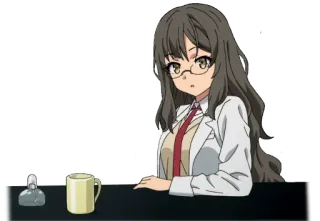👋 Anime, Ragazza, Dottore, Camice da laboratorio, Occhiali telegram sticker