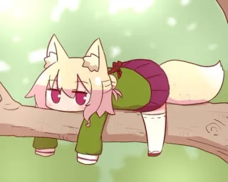 👀 raposa, animal, fofo, desenho animado, anime, chibi telegram sticker