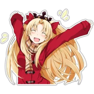😊 Rin Tohsaka Fate/stay night Anime, Fille, Mignon, Souriant, Célébration, Joyeux, Personnage telegram sticker