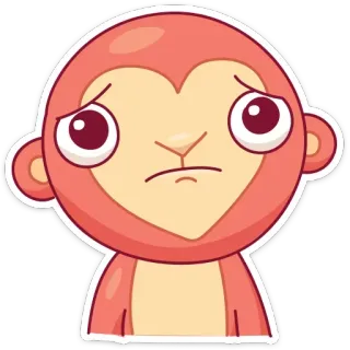 😟 원숭이, 슬픈, 이모티콘, 귀여운, 만화, 스티커, 동물 telegram sticker