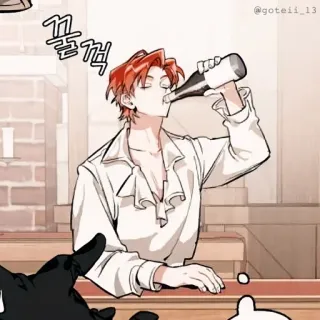 🍷 꿀꺽 bebendo, masculino, desenho animado, bebida, álcool telegram sticker