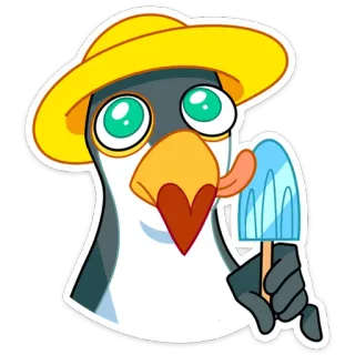 🍦 bird, popsicle, ice cream, cartoon, hat, cute telegram sticker