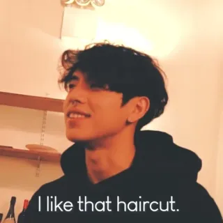 🌑 I like that haircut. corte de cabelo, penteado, homem, retrato, apreço, elogio whatsapp sticker