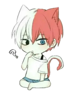 🤔 Anime, Kot, Chibi, Znak zapytania, Słodkie, Kawaii telegram sticker