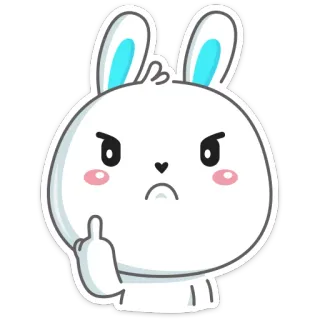 🖕 conejo, dedo medio, ofensivo, animal, conejo, dibujos animados telegram sticker