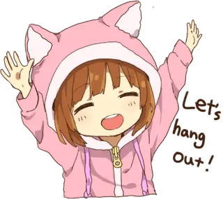 🙌 Let's hang out! Аниме, Каваий, Милый, Мультфильм, Приглашение, Дружба telegram sticker