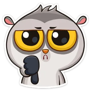 👎 animal, dessin animé, pouce vers le bas, j'aime pas, négatif, mignon, sticker whatsapp sticker