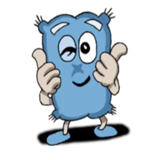 👍 การ์ตูน, หมอน, น่ารัก, คิดบวก, ขยิบตา, ยกนิ้วโป้ง telegram sticker